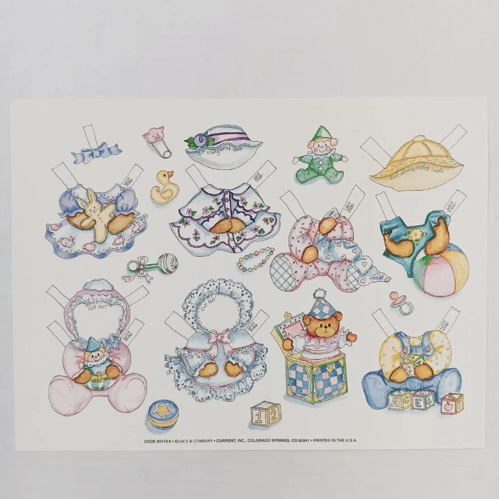 Current Lucy & Company Paper Doll Set Bears Family 6 Sheets in Folder